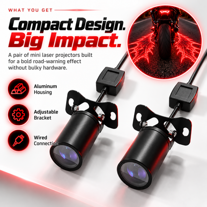 🏍️ Bat-Wing Motorcycle Laser Safety Light – Bold Road Projection Rear Warning Lamp