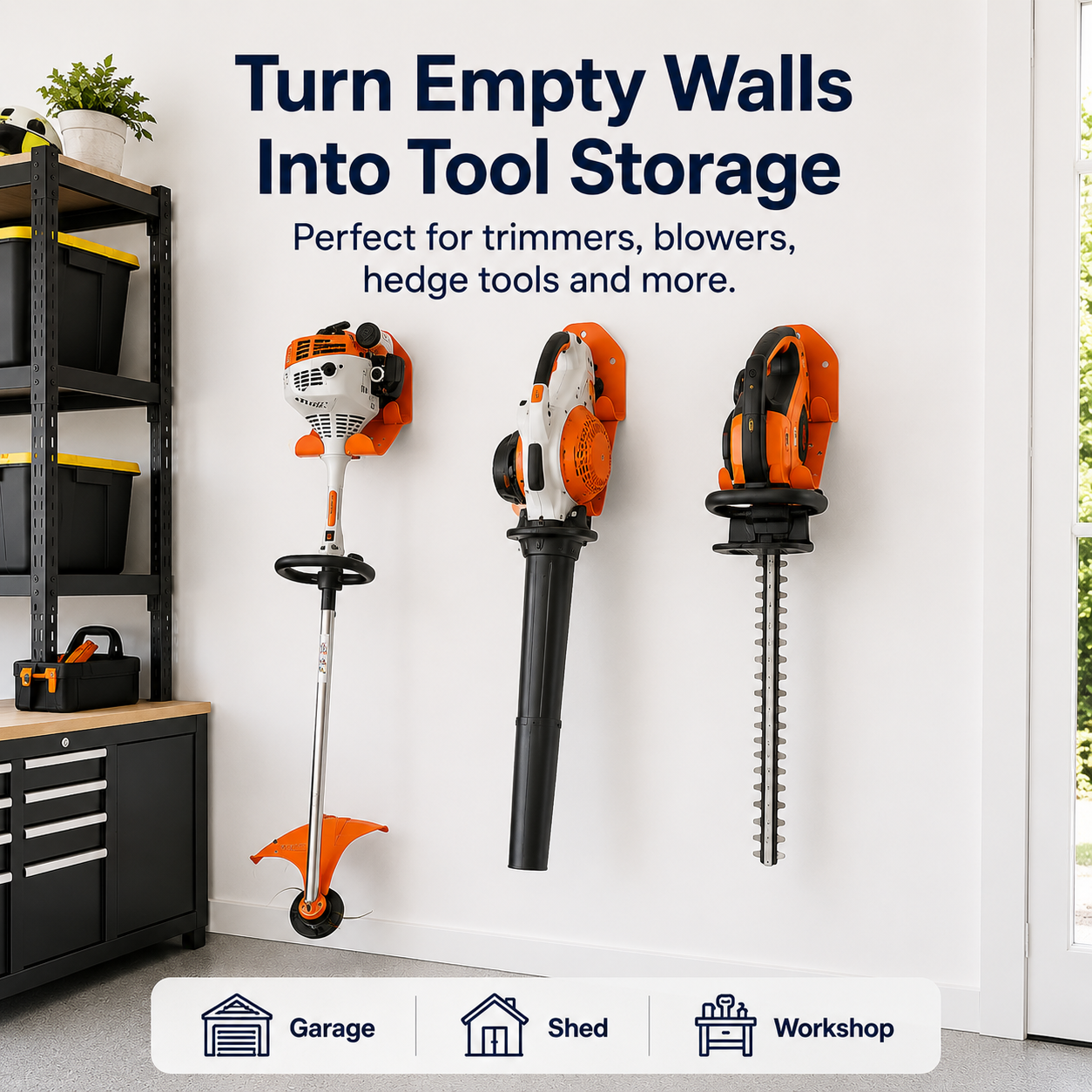 🛠️Garage Tool Organizer Hanger - Heavy Duty Steel Wall Mount