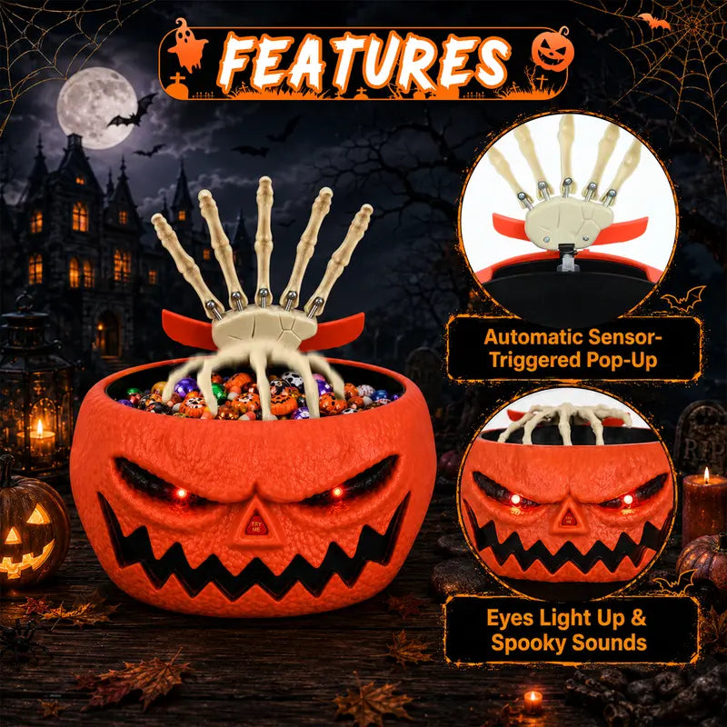 🎃 Funny Jump‑Scare Pumpkin Candy Bowl For Trick-or-Treat Pranking 👻