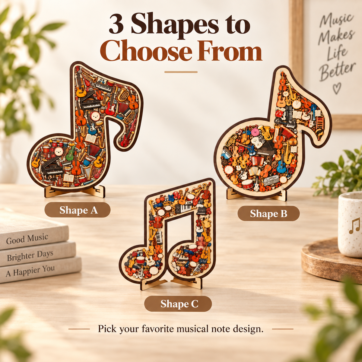 🎶Wooden Musical Note Jigsaw Puzzle – Display-Worthy Musical Decor