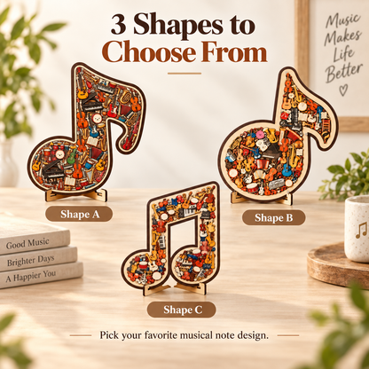 🎶Wooden Musical Note Jigsaw Puzzle – Display-Worthy Musical Decor