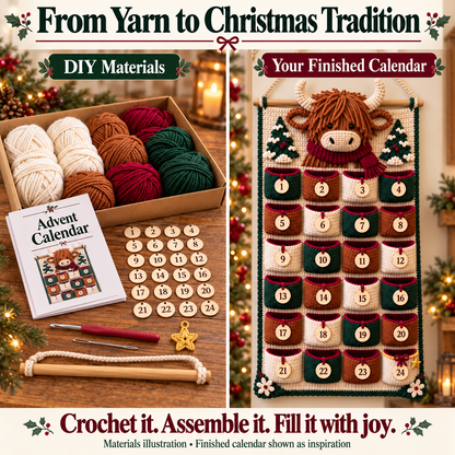 🧶 DIY Crochet Christmas Advent Calendar Kit | 24-Pocket Countdown