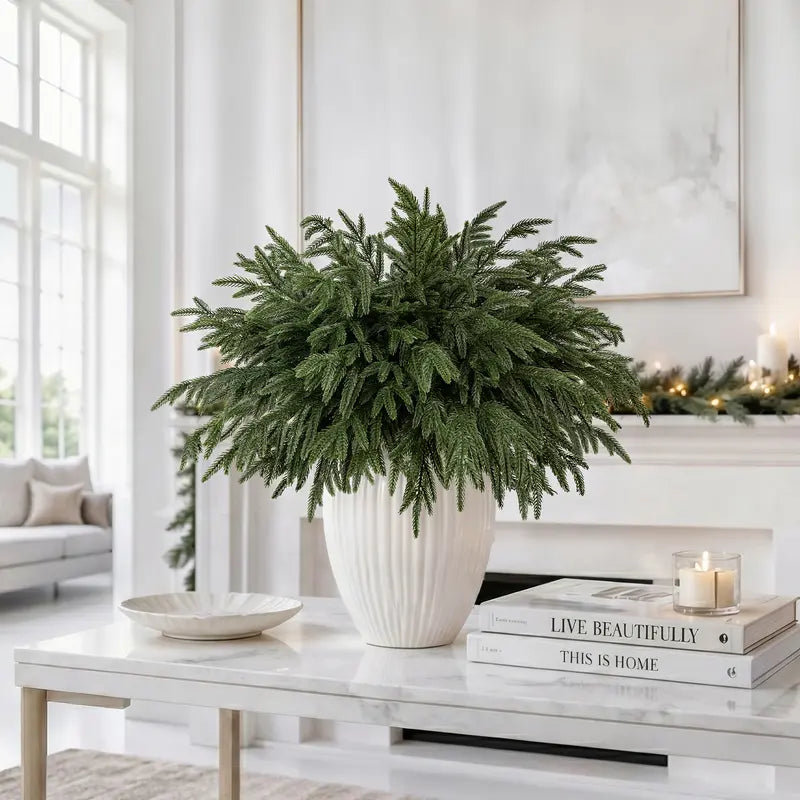 🌲 24-Inch Real Touch Norfolk Pine Stems – Flexible Artificial Evergreen Greenery