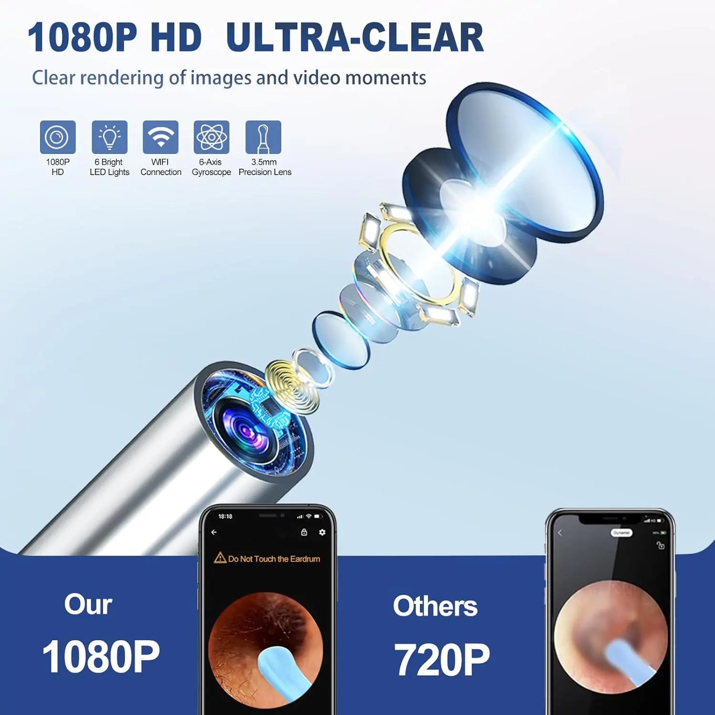 🔍Ear Hygiene Set, HD Visual Earwax Removal Tool with Camera, 1080P HD Camera Ear Cleaner, Compatible with iPhone and Android Phones