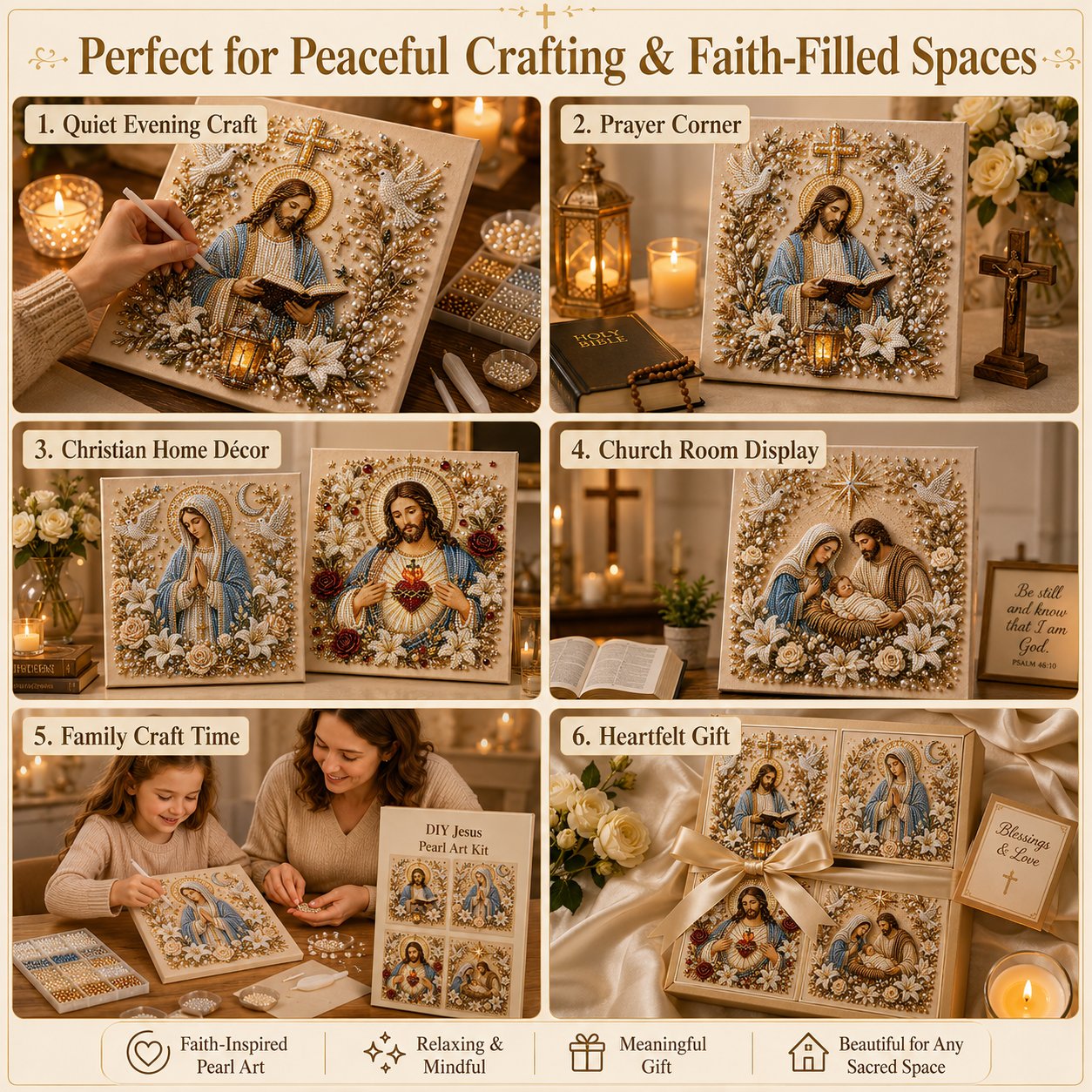 🔥Limited time 70% OFF -✝️ DIY Jesus Pearl Art Kit | 3D Pearl-Style Christian Artwork for Prayer Corners & Faith Gifts