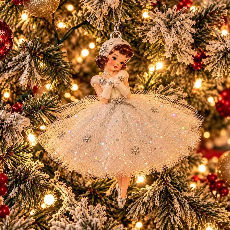 🎀 5 Vintage Christmas Lady Ornaments – Retro Faces, Tulle Skirts & Holiday Charm