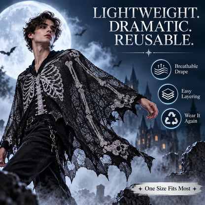 🕸️ Spider Web Bat Wing Halloween Cape – 150 × 150 cm Gothic Costume Shawl