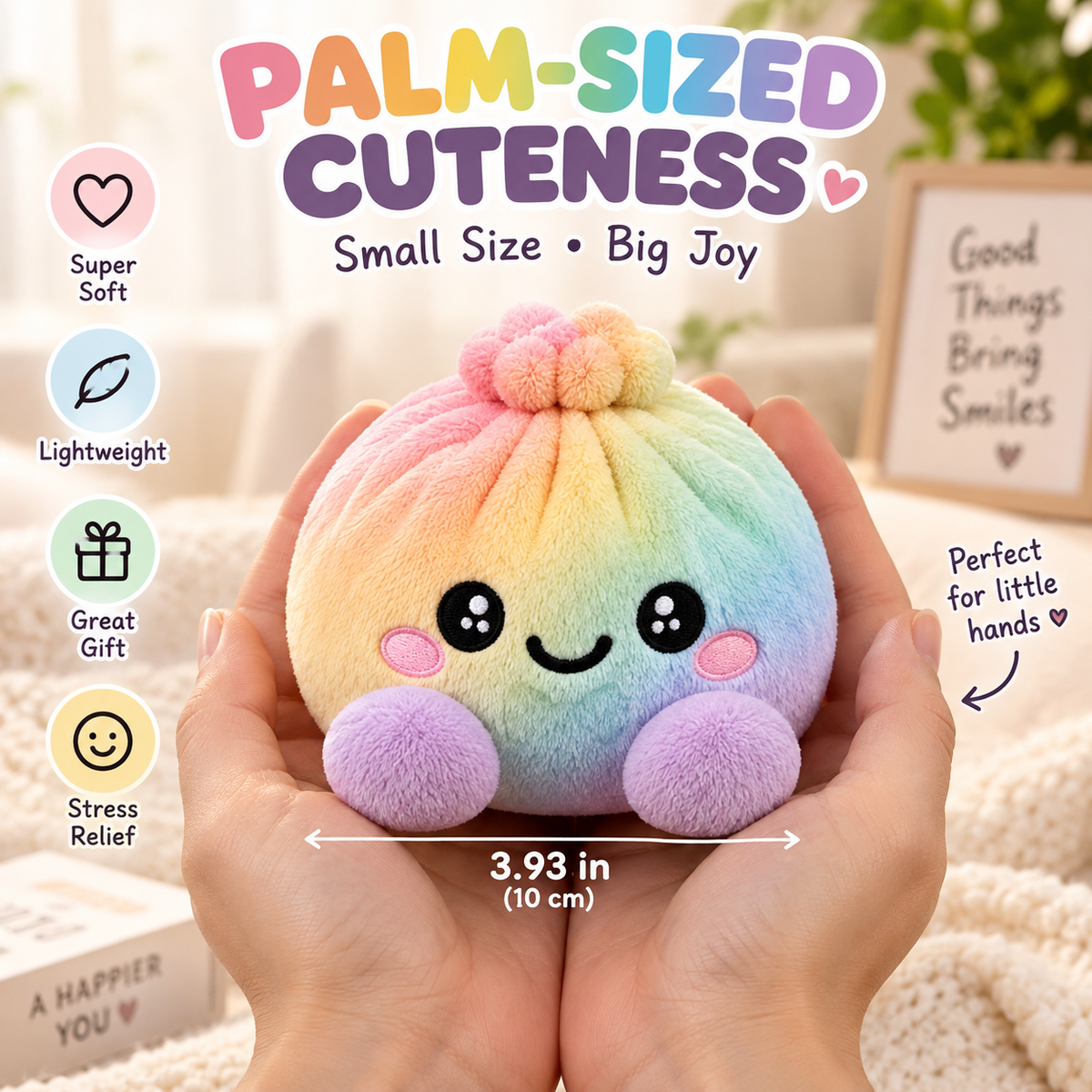 🌈Cute Plush Stuffed Dumpling Squishies, Big Rainbow Squishes with Steamer🎁