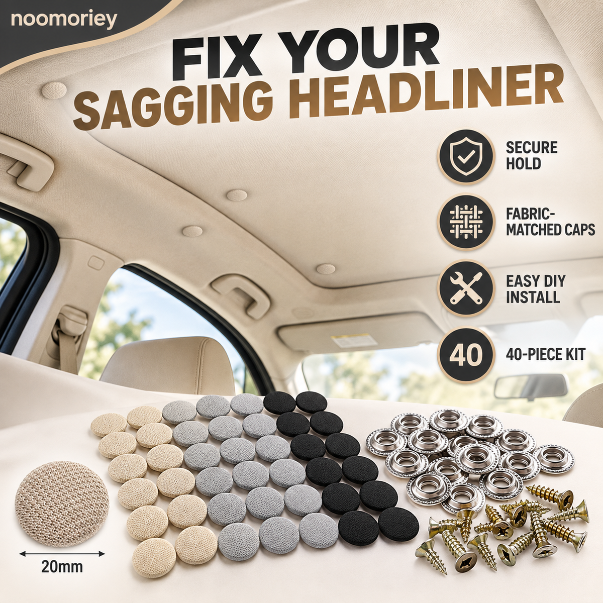 40 Pack Car Roof Headliner Repair Buttons