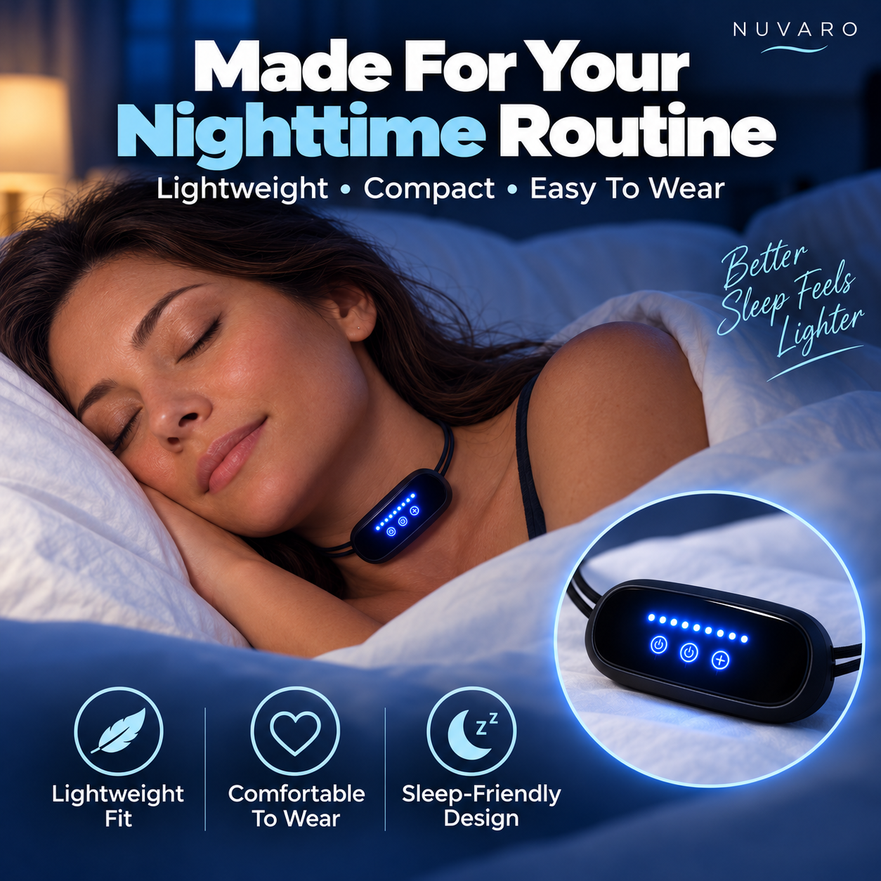 🌙 Wearable Anti-Snoring Neck Device – Better Sleep for Both of You