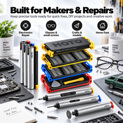 ⚡ 3-in-1 Modular Precision Tool System – Screwdriver, Mini Drill & Rotary Tool Setup