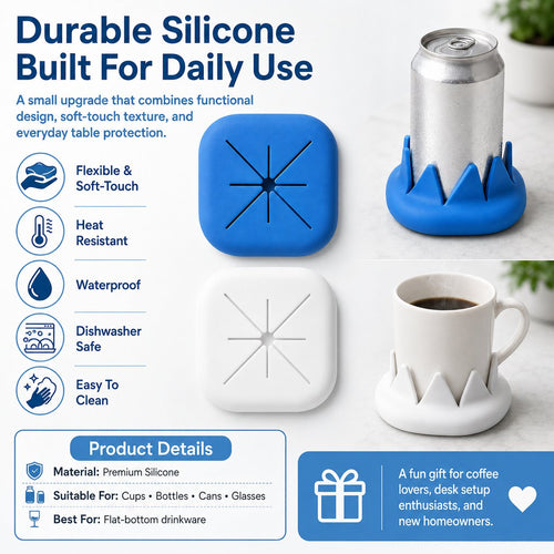 Closer Coaster: The Coaster That Follows Your Drink – Non-Slip, Reversible Silicone Coaster