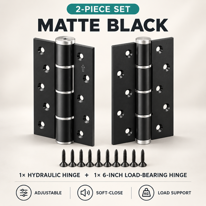 2-Piece Hydraulic Self-Closing Door Hinge Set – Adjustable Soft Close & 90° Hold-Open