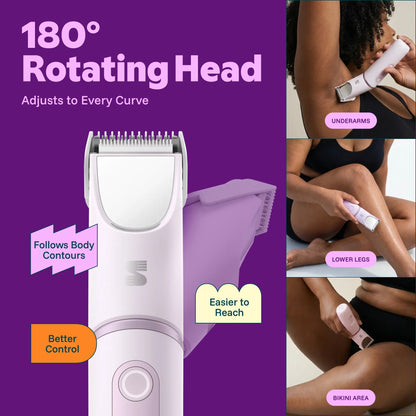 🪞Women Shaver -180° Rotatable Flexible Ergonomic Head with Built-in Light & Mirror, 2-in-1 Trim