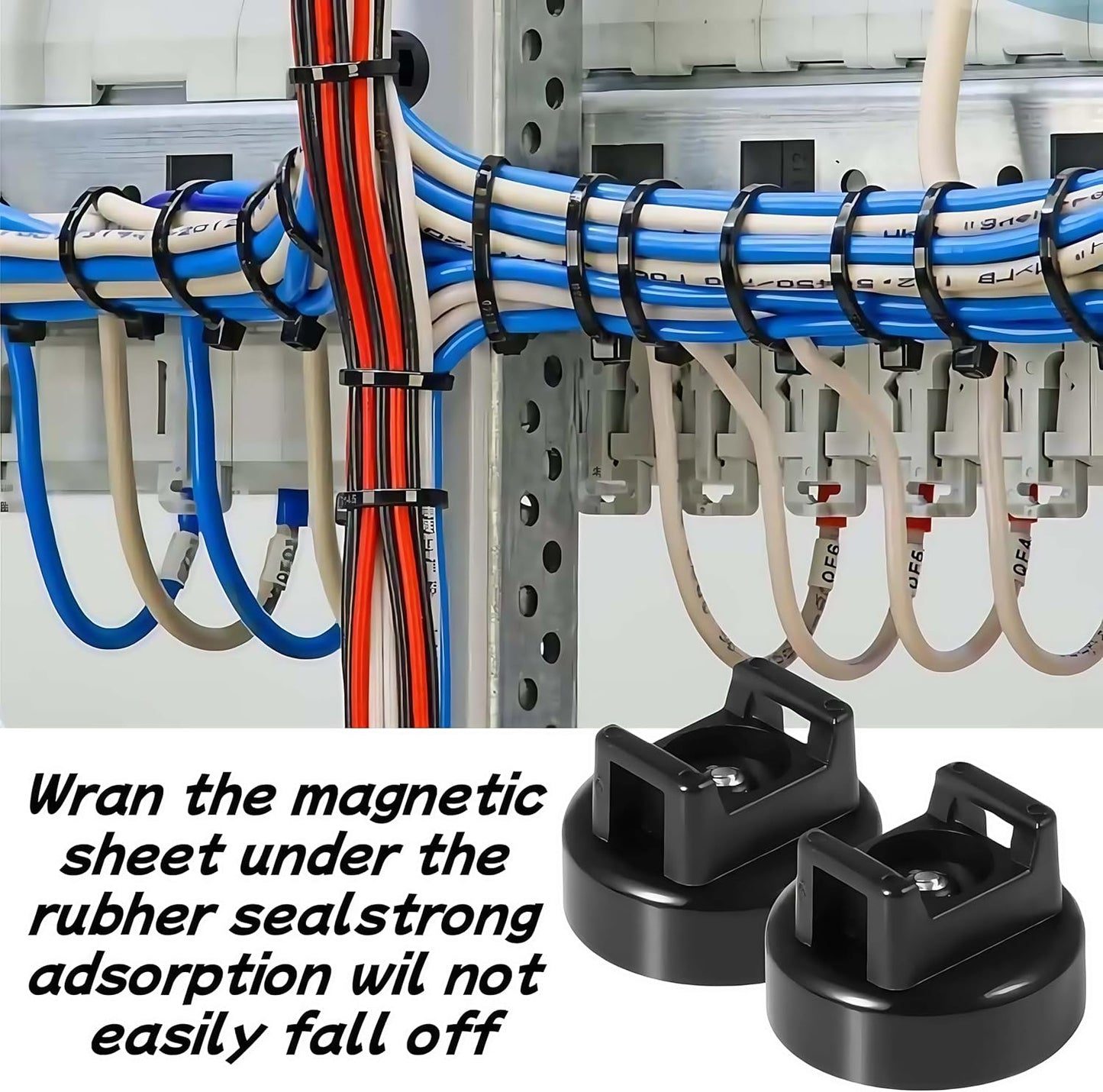 🔥HOT SALE🔥🧲 12 Pack Heavy Duty Magnetic Zip Tie Mounts for Cable Management