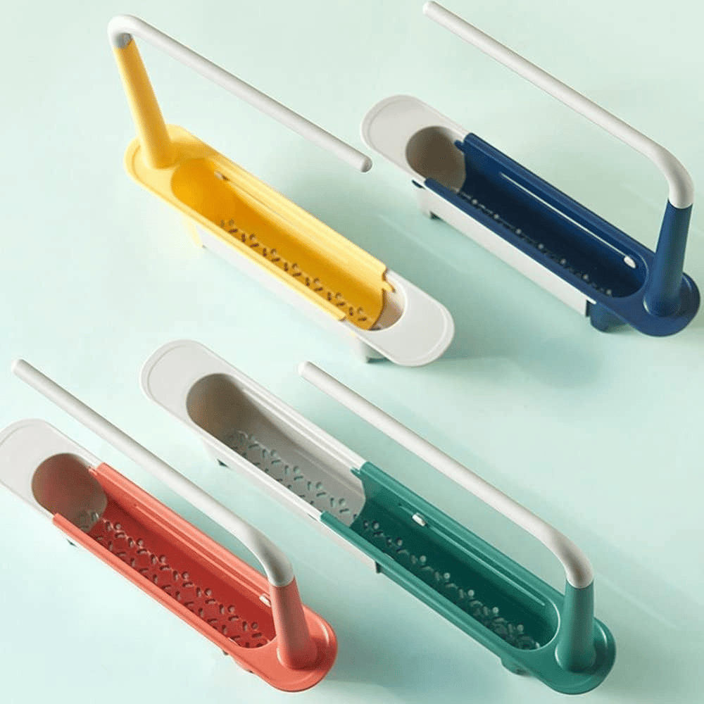 🧽 Telescopic Sink Storage Rack – Adjustable Draining Organizer with Towel Bar