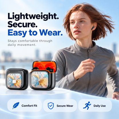 🌍 AI Translation Earbuds – 144 Languages, Smart Touchscreen & Noise-Canceling Audio