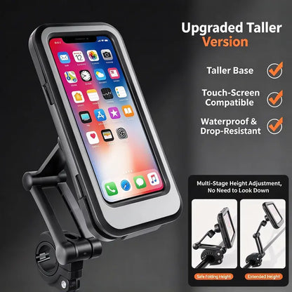 🚴 Waterproof Bike Phone Mount – 360° Rotating Shockproof Handlebar Holder for 4–6.7' Phones