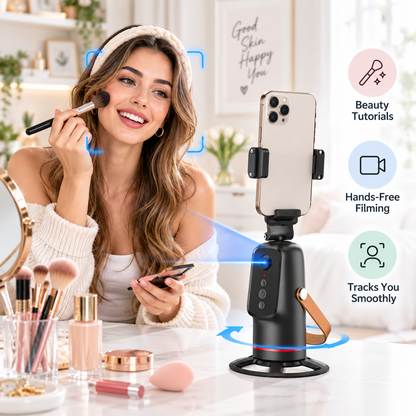 📱360° Auto Face Tracking Phone Holder – Gesture Control Hands-Free Vlogging Stand