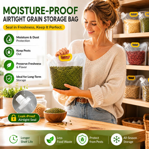 🌾 Reusable Airtight Grain Storage Bag – Seal, Carry & Pour With Ease