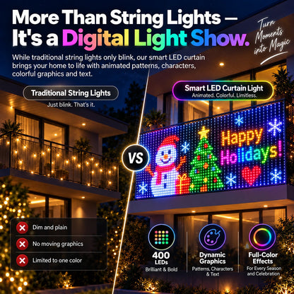 🌈📱Turn Your Balcony Into A Giant LED Light Show! 🎄 Smart Animated Mesh Screen 🎆