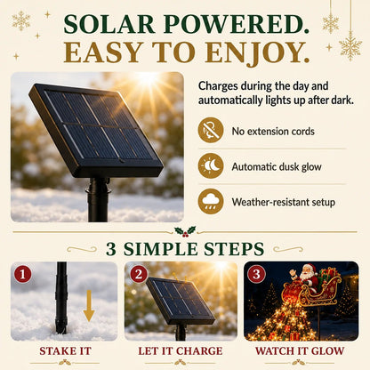 🔥Free Shipping - 🎅✨ 2026 New Santa’s Flying Sleigh Gift Cascade – Solar Christmas Garden Light