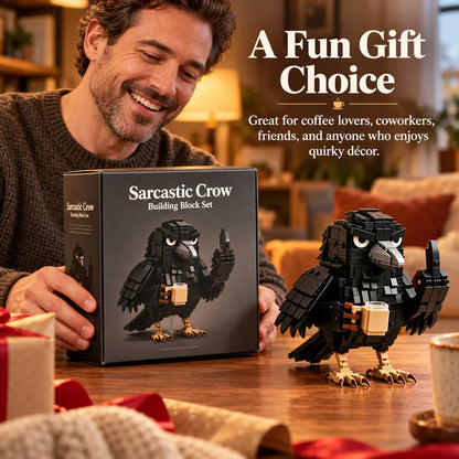 ☕ Sarcastic Coffee Crow Building Set – Funny Crow Desk Decor & Unique Gift for Coffee Lovers 🐦‍⬛