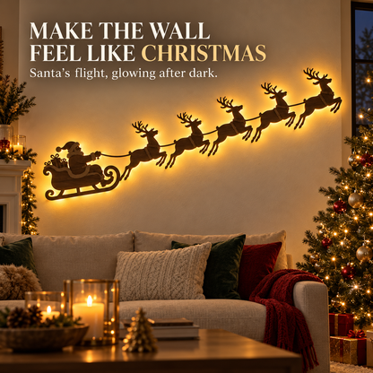 Santa & 6 Reindeer LED Wall Décor – Peel, Press & Glow