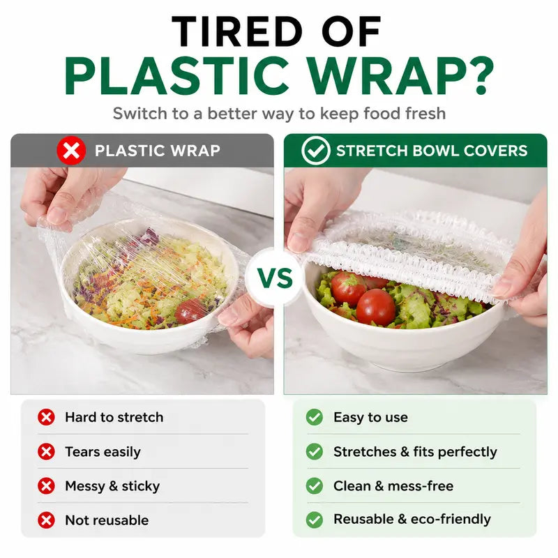 💥Special Offer💥Disposable Elastic Stretch Food Covers 100PCS | Quick Food Storage for Bowls & Plates