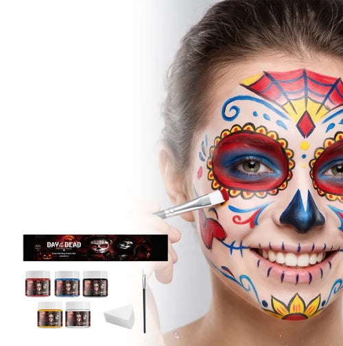 💀5 Colors Halloween Face Paint Cream Set ✨Water Washable Skeleton Makeup Body Paint For Party Stage Cosplay
