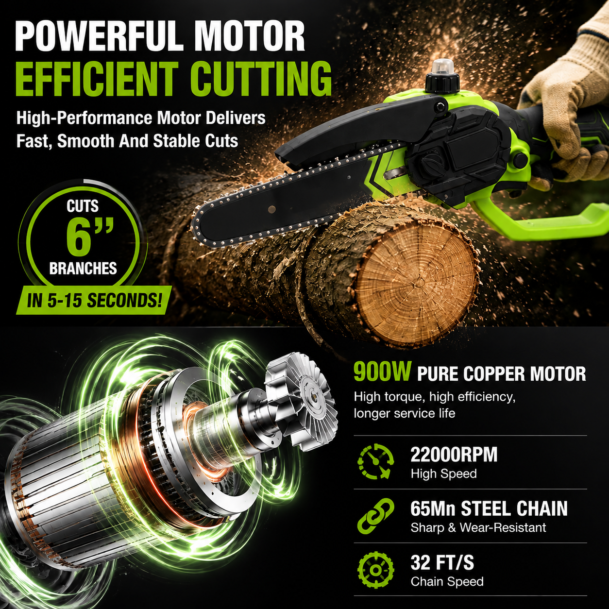 🔋 8-Inch Portable Electric Chainsaw for Tree Trimming & DIY  URL Handle