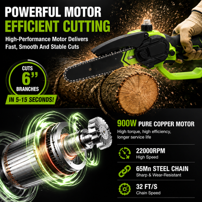 🔋 8-Inch Portable Electric Chainsaw for Tree Trimming & DIY  URL Handle