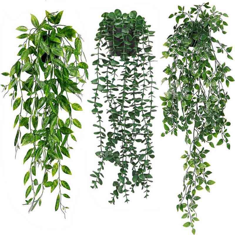 🌿3 Pack Artificial Hanging Potted Plants | Fake Hanging Greenery for Home, Office, Shelf, Wall, Balcony, Patio Decor