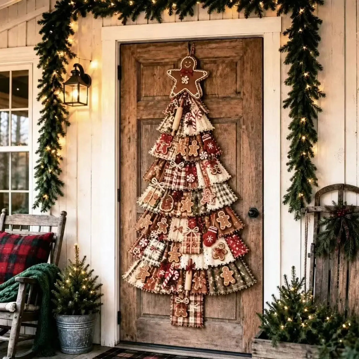 🚪 CHRISTMAS DOOR FAVORITE | Layered Fabric Tree Hanging – Space-Saving Holiday Decor for Front Doors & Entryways