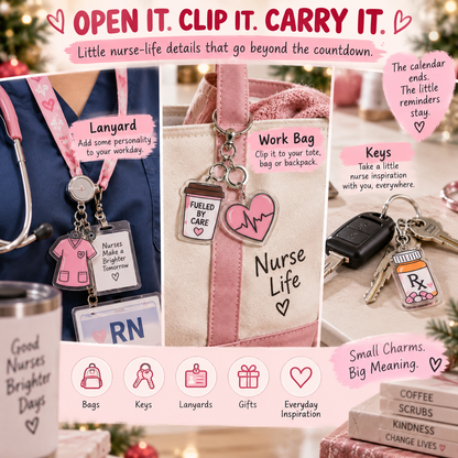 🎄 24-Day Nurse Appreciation Advent Calendar – 24 Nurse-Themed Keychains
