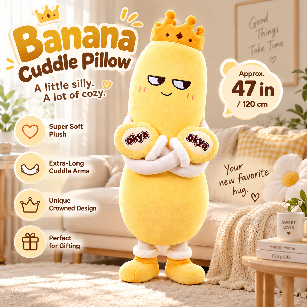 🤗 XL Long-Arm Cuddle Pillow | Giant Plush Hug Buddy