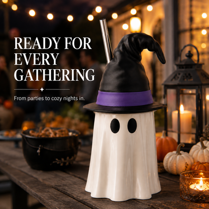 👻Halloween Ghost Witch Hat Tumbler Straw Cup