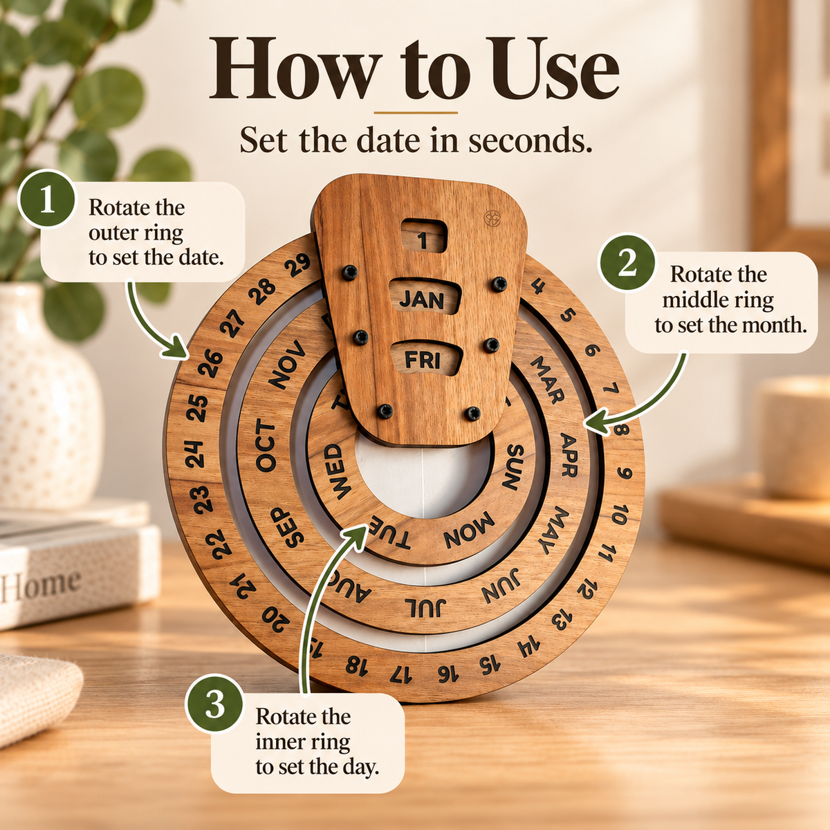 📅Perpetual calendar, wooden perpetual calendar