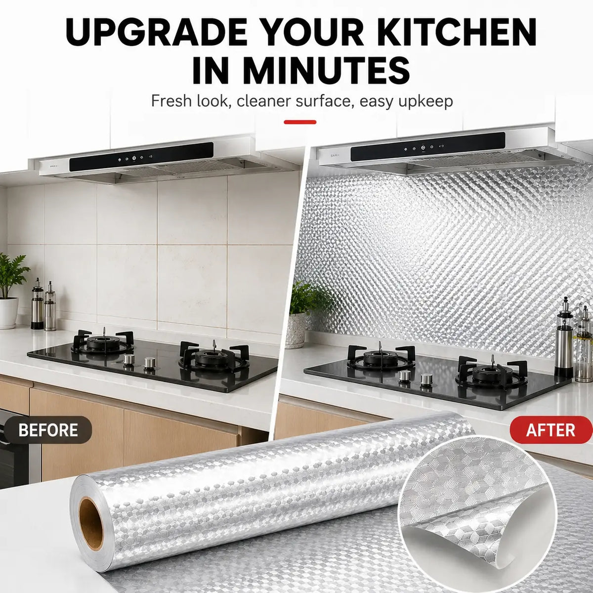 Peel & Stick Kitchen Foil – Cover Grease-Prone Surfaces Without A Remodel
