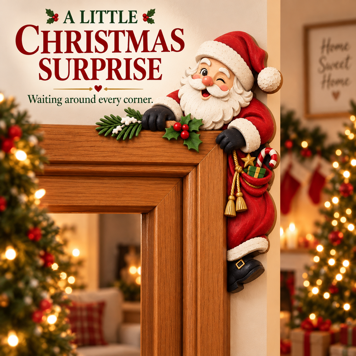 🎅Christmas Peekaboo Door Decor – A Little Holiday Surprise Around Every Corner