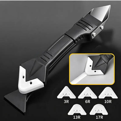 🛠️✨ 4-in-1 Caulk Remover & Finishing Tool Kit – Silicone Sealant Scraper with 5 Smoothing Pads 🚿