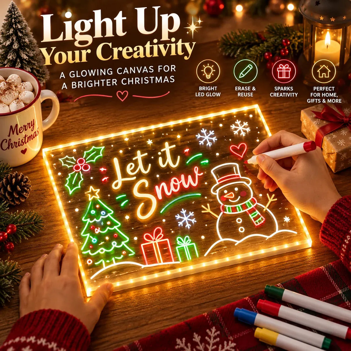 ✨ Reusable Acrylic LED Message Board – Write, Glow & Create