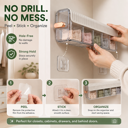 🏠Clear Wall Mounted Organizer, Punch-Free Multi-functional Storage Box, Clear Wall Mounted Drawer Organizer
