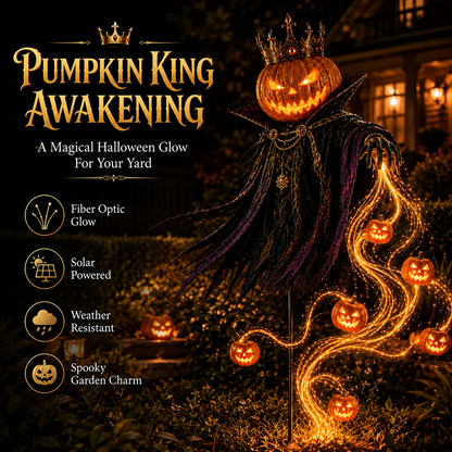 🎃 Solar Pumpkin King Garden Stake – Fiber Optic Halloween Yard Light