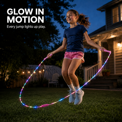 🌈 LED Light-Up Jump Rope for Kids – 3 Glow Modes & Adjustable Fit
