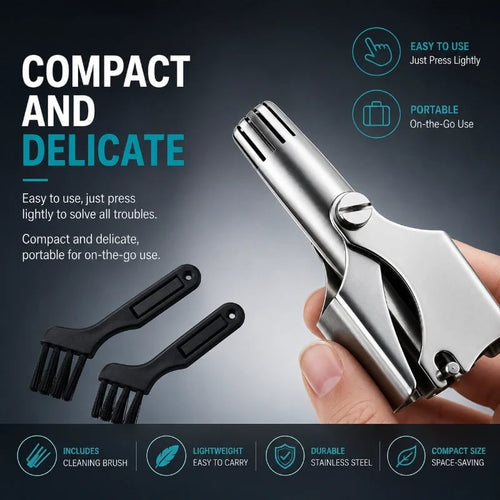 💥Buy 1 get 1 free 🔥Manual Nose Hair Trimmer – Stainless Steel 360° Trimmer, Waterproof & No Battery Required