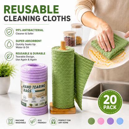 🧽 Tearable Reusable Cleaning Cloth Roll – Washable Absorbent Towels for Kitchen & Home