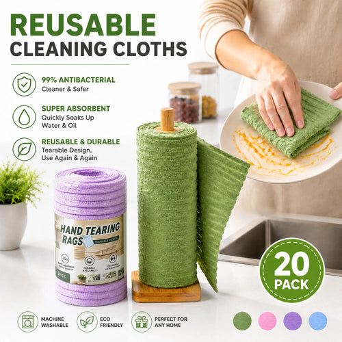 🧽 Tearable Reusable Cleaning Cloth Roll – Washable Absorbent Towels for Kitchen & Home
