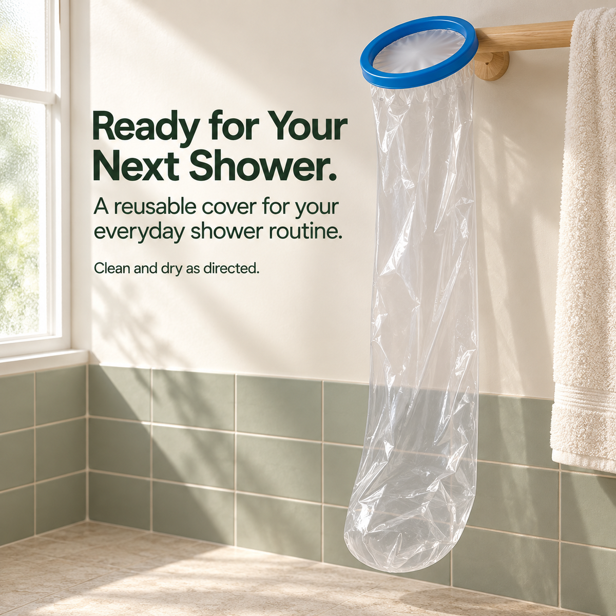 🚿 Reusable Waterproof Leg Cast Cover – Easier Shower Care