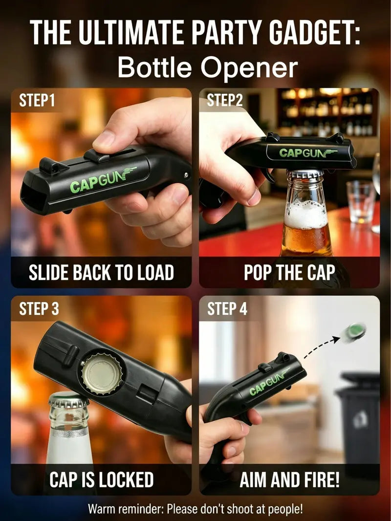 Stainless Steel & ABS Plastic Spring Mechanism Bottle Cap Opener